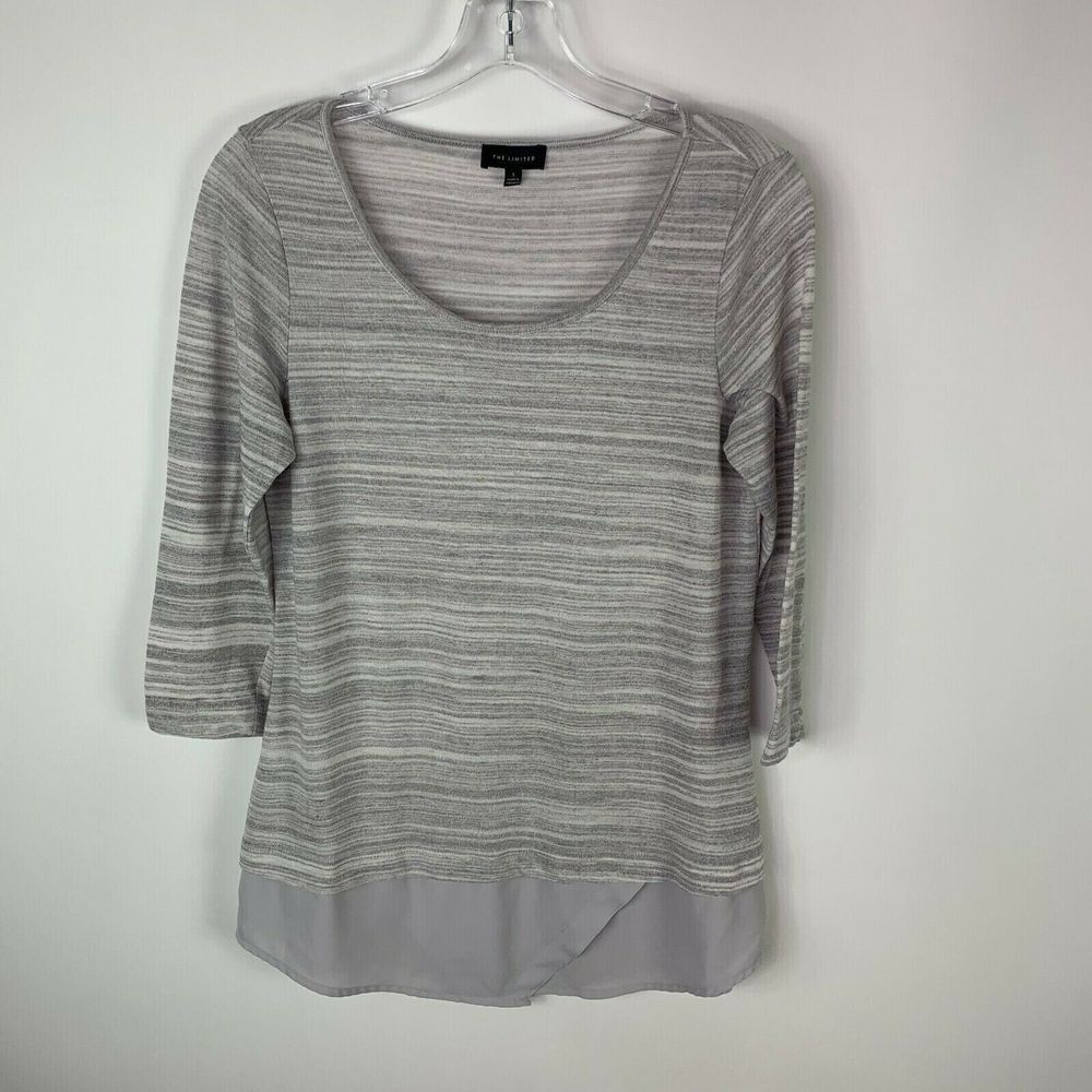 The Limited Womens Blouse‎ Size Small Gray 3/4 Sleeve Thin Sweater Blouse Top